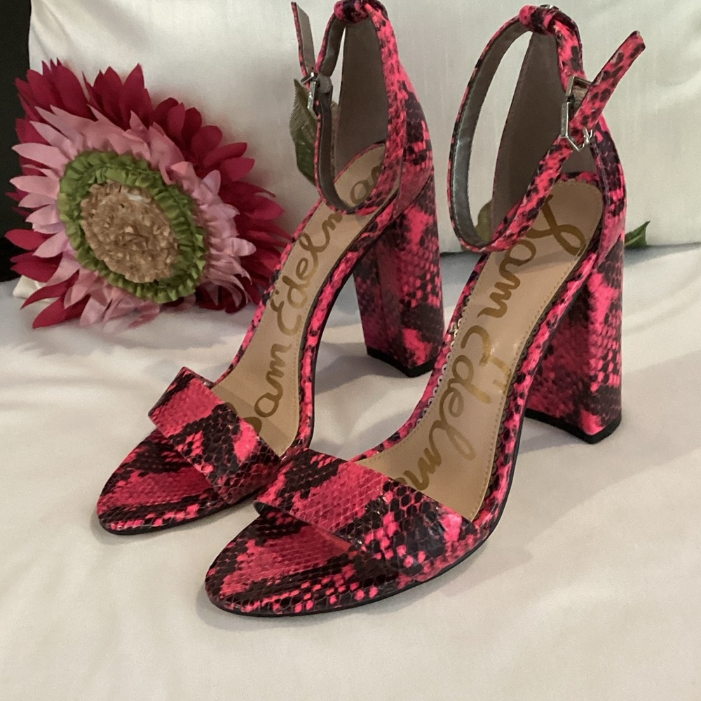 Sam Edelman Pink and Black Snake Heels - Picture 6 of 7
